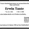 Taute Erwin 1921-1988 Todesanzeige